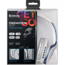 Беспроводная гарнитура Defender FreeMotion B525 белый+синий                                                                                                                                                                                               