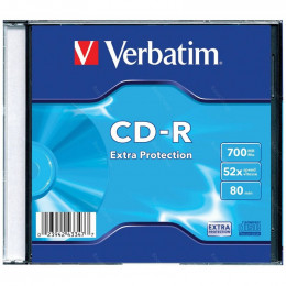 Оптический диск CD-R 700Mb Verbatim 52X Slim Case (1) EXTRA PROTECTION (43347)                                                                                                                                                                            