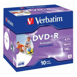 Оптический диск DVD+R 4.7Gb Verbatim 16X Jewel Case (10) AZO WIDE PRINTABLE (43508)                                                                                                                                                                       