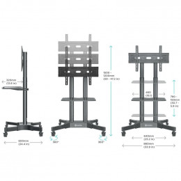 Мобильная стойка для ТВ ONKRON TS1351 чёрный                                                                                                                                                                                                              
