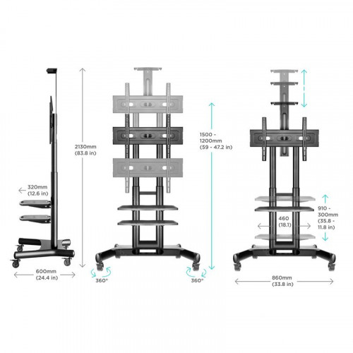 Мобильная стойка для ТВ ONKRON TS1552 чёрный 