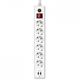 Фильтр сетевой Buro BU-SP1.8_USB_2A-W 1.8м (6 розеток) белый (коробка)                                                                                                                                                                                    