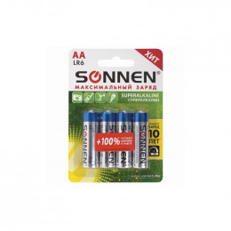 Батарейки SONNEN Super Alkaline АА (LR6,15А) 451094 (BL-4)                                                                                                                                                                                                