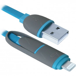 Кабель USB Defender USB10-03BP синий MicroUSB+Lightning 1 м                                                                                                                                                                                               