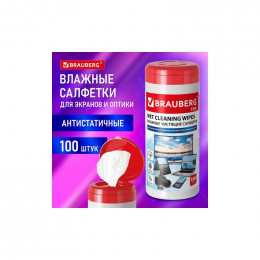 Салфетки BRAUBERG для экранов всех типов и оптики ТОП влажные 513812                                                                                                                                                                                      