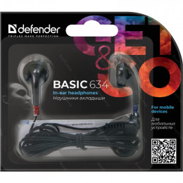 Наушники Defender Basic 634 черный                                                                                                                                                                                                                        