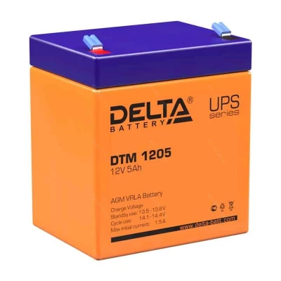Батарея 12V/ 5,0Ah DELTA DTM 1205 клеммы F2                                                                                                                                                                                                               