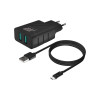 Сетевое зарядное устройство Borasco 2USB 1м черное (37263) 