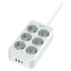 Сетевой фильтр 2 м (6 розетки + 2 USB + 1 USB-C) Tessan TS-PS02DE00 Серый 