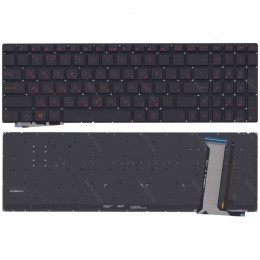 Клавиатура для Asus N551, G771 черная без рамки с красной подсветкой                                                                                                                                                                                      