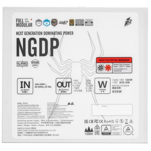 Блок питания 1STPLAYER NGDP GOLD 850W White [HA-850BA4-WH] белый 