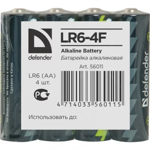 Батарейка алкалиновая Defender LR06-4F (56011) 