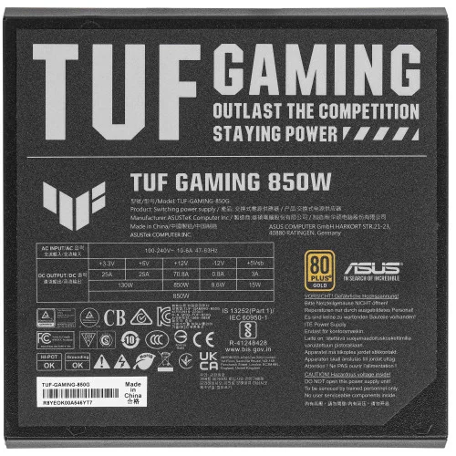 Блок питания ASUS TUF Gaming 850W Gold [90YE00S2-B0NA00] черный 