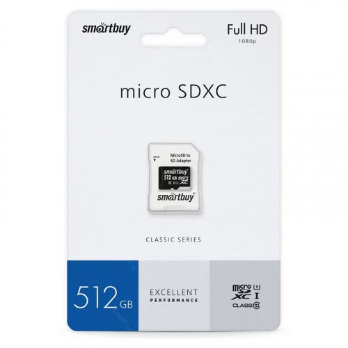 Карта памяти microSDXC 512GB Smartbuy Class 10 UHS I+адаптер SD 