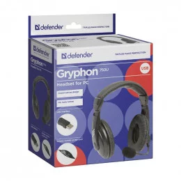 Наушники  с микрофоном Defender Gryphon 750U USB чёрный                                                                                                                                                                                                   