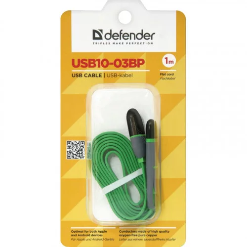 Кабель USB Defender USB10-03BP зелёный MicroUSB+Lighting 1 м 