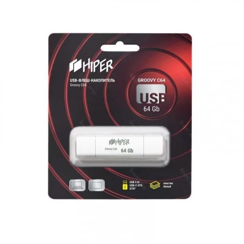 USB 2.0 Drive 64GB Hiper Groovy белый 
