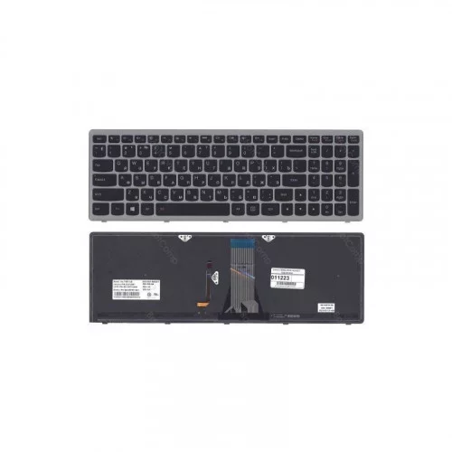 Клавиатура для ноутбука Lenovo G505s Z510 S510 черная с подсветкой c серебристой рамкой 