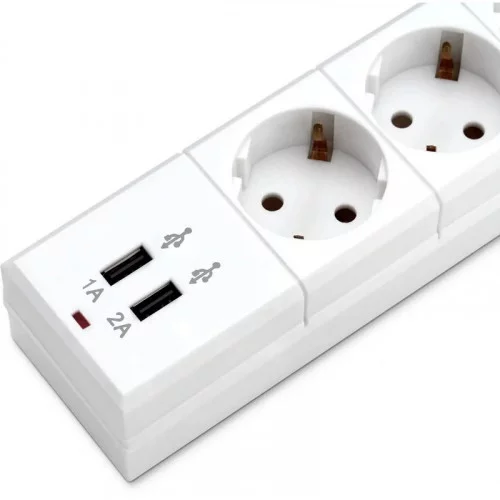 Фильтр сетевой Buro BU-SP1.8_USB_2A-W 1.8м (6 розеток) белый (коробка) 