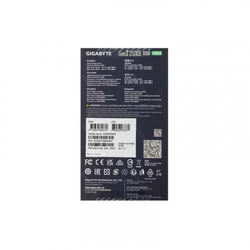 SSD M.2 накопитель 500 ГБ Gigabyte G325E500G 