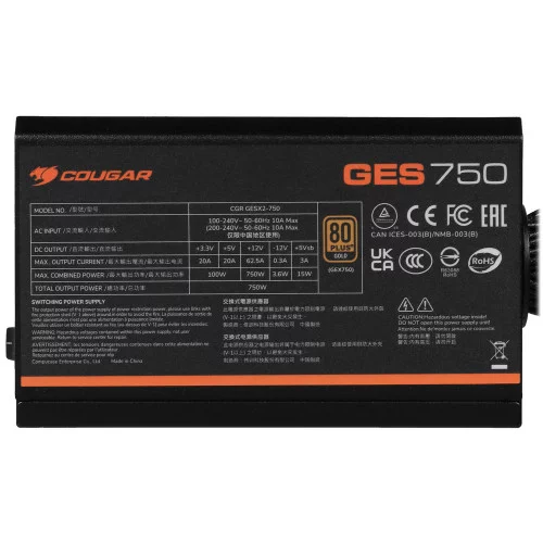 Блок питания Cougar GES 750 [31GK075.6433P] черный 