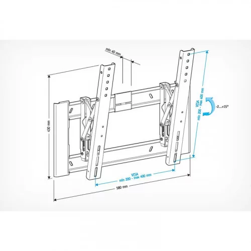 Крепление настенное для LED HOLDER LCD-T4608-B 32”-65” Наклонное 