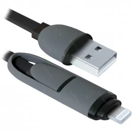 Кабель USB Defender USB10-03BP чёрный MicroUSB+Lighting 1 м                                                                                                                                                                                               