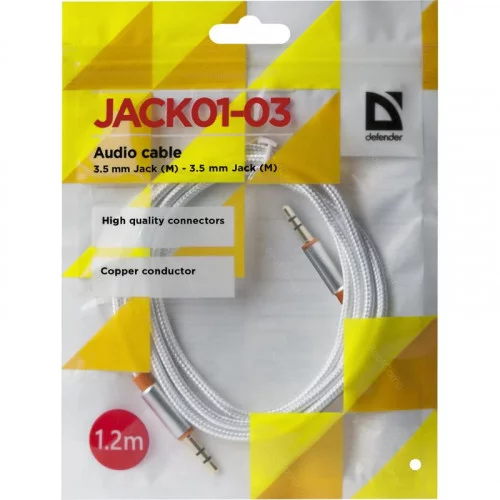 Кабель Аудио Defender JACK01-03 JackM-JackM белый 1.2 м 