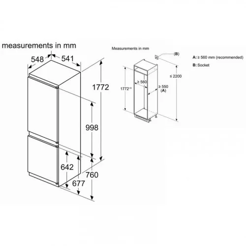 Холодильник встраиваемый Bosch KIN 865SE0 