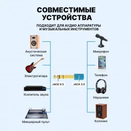 Адаптер-переходник Vention Jack 3.5 mm F/6,5 mm M (VAB-S01-L)                                                                                                                                                                                             