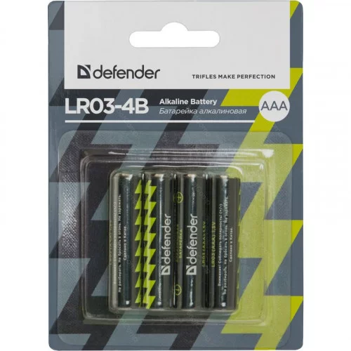 Батарейка алкалиновая Defender LR03-4B (56002) 