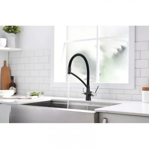 Кухонный смеситель PAULMARK SIEGEN-418(BLM) Si213111-418 черный металлик 