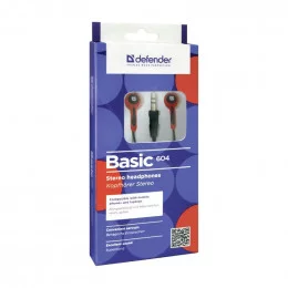 Наушники  Defender Basic 604 черный+красный                                                                                                                                                                                                               