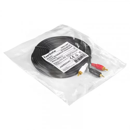 Кабель аудио (3.5mm Jack M - 2xRCA M) 10м ExeGate EX-CCA-458-10 EX294735RUS 