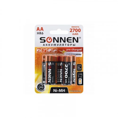 Аккумулятор R6 2700mAh SONNEN BL-6 (аккум-р 1.2В) 455608 