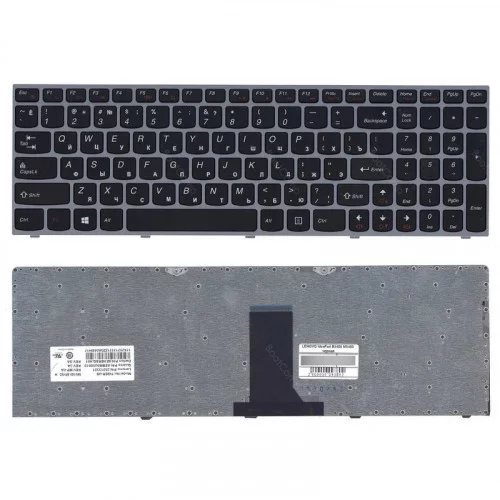Клавиатура для ноутбука Lenovo IdeaPad B5400 M5400 чёрная с серебристой рамкой 