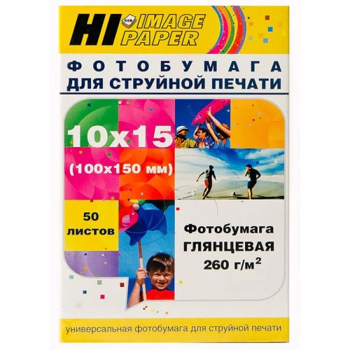 Бумага глянцевая 10x15 Hi-image 260г/м2, 50лист. 