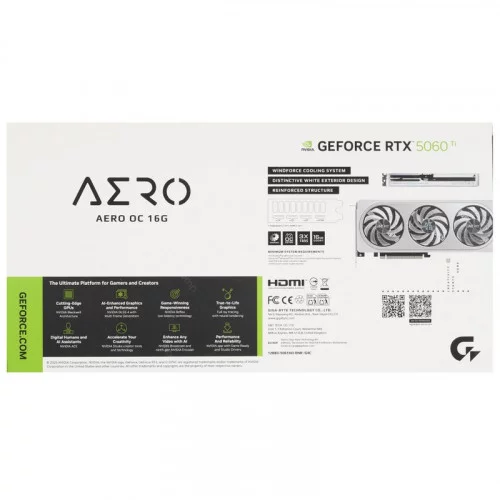 Видеокарта GIGABYTE GeForce RTX 5060 Ti AERO OC (GV-N506TAERO OC-16GD) 