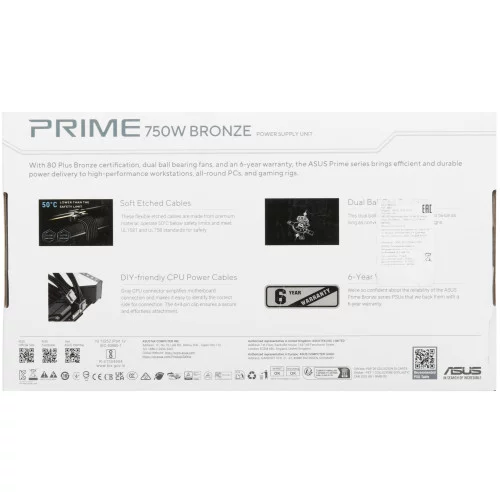 Блок питания ASUS Prime 750W Bronze [90YE00Y0-B0NA00] черный 