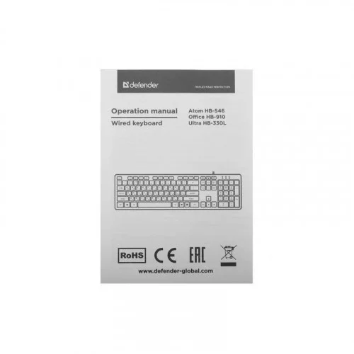 Клавиатура DEFENDER Office HB-910 черный 