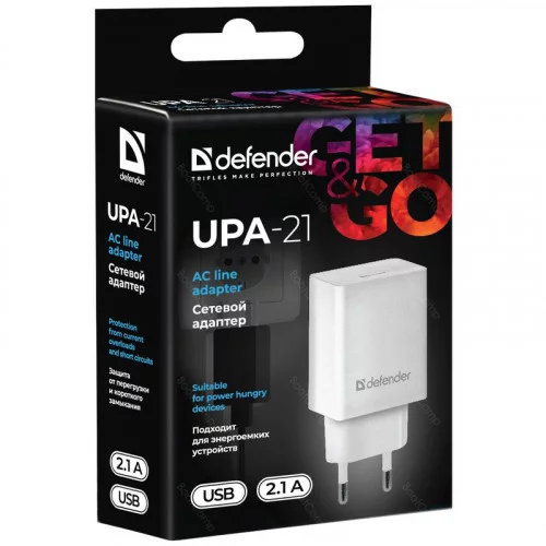 Сетевое зарядное устройство Defender UPA-21 белый 83571 