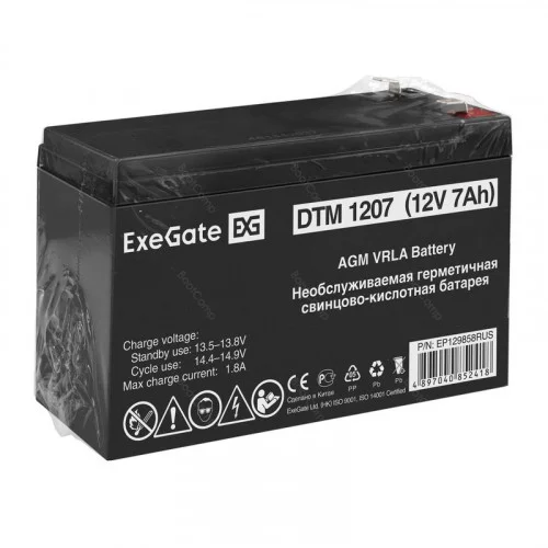 Батарея 12V/ 7,0Ah ExeGate DTM 1207 EP129858RUS 