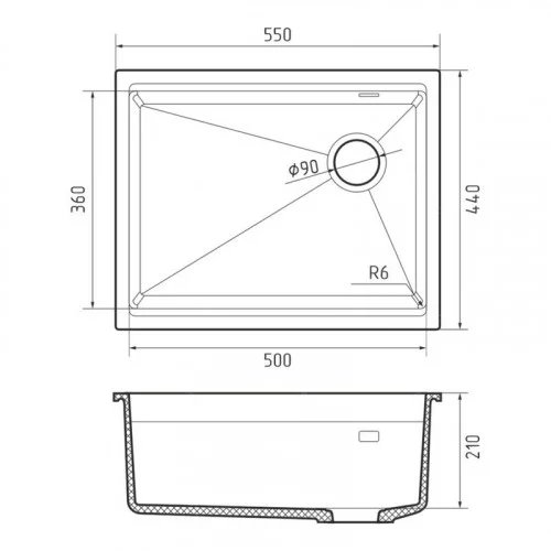 Мойка RIVELATO LINO 554-R арт.LN-554-R antracite 