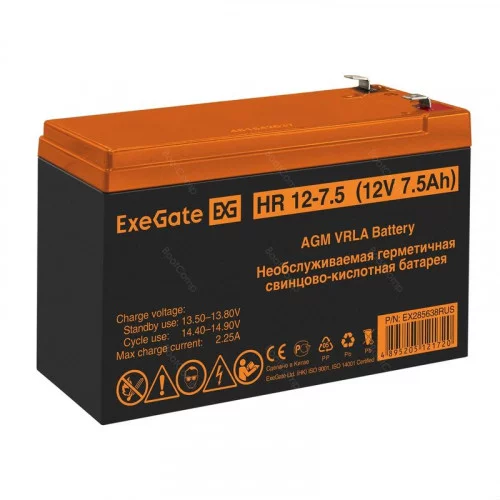 Батарея 12V/ 7,5Ah ExeGate HR 12-7.5 1228W EX285638RUS 