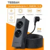 Сетевой фильтр 2 м (2 розетки + 2 USB + 2 USB-C) Tessan TS-FS01DE00 Black 