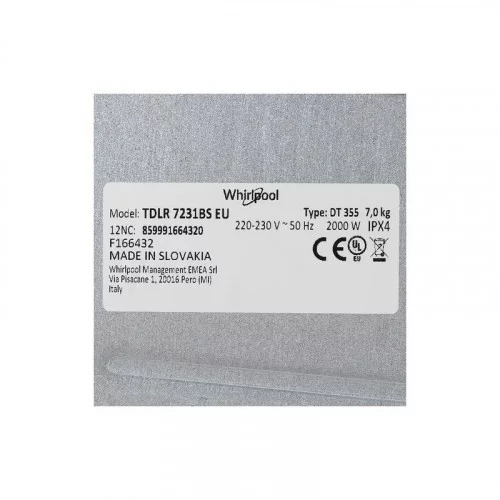 Стиральная машина вертикальная Whirlpool TDLR 7231BS EU/N 