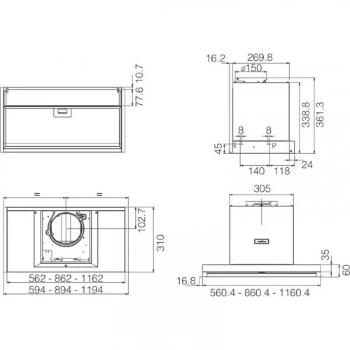 Вытяжка полновстраиваемая Elica BOXIN ADVANCE IX/A/60 PRF0180599 