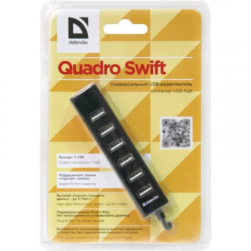 Разветвитель USB 2.0 Defender Quadro Swift 83203 