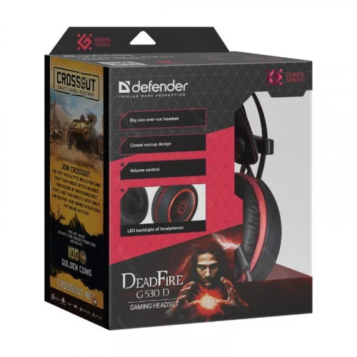 Наушники с микрофоном Defender DeadFire G-530D чёрный+красный 