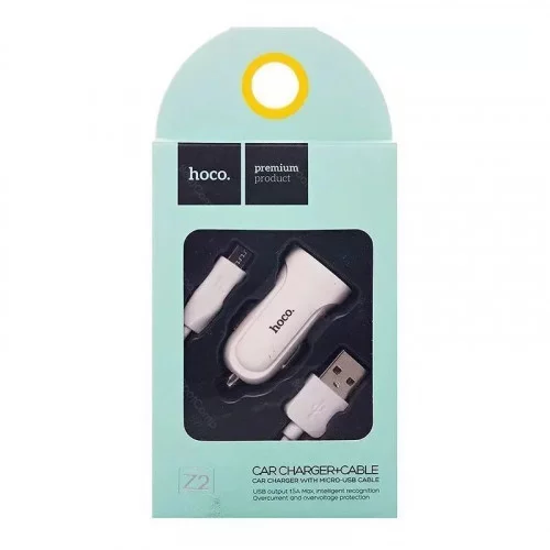 Автомобильное зарядное устройство Hoco Z2 (1 USB/1,5A) белое 
